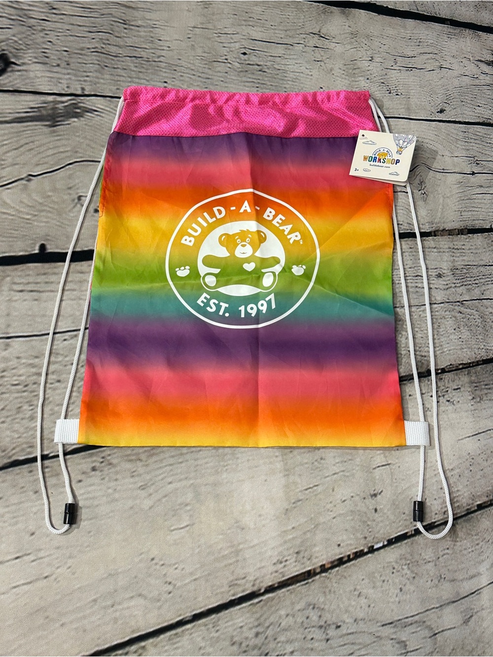 Build-A-Bear Rainbow Drawstring Kids Backpack - Picture 3 of 6